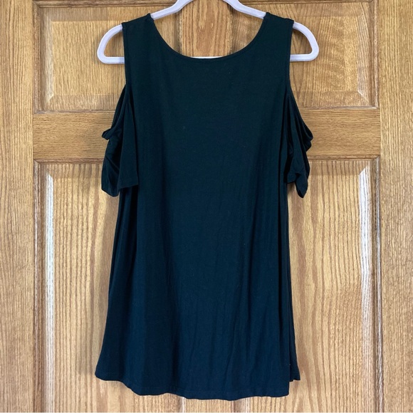 5/$15 Versatile Black Cold-Shoulder Swing-Style Top/Tunic Large - Picture 3 of 9
